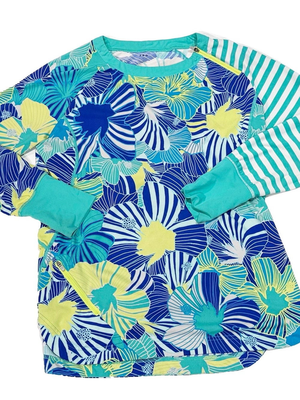 Title Nine Floral Stripe Rash Guard Size Large